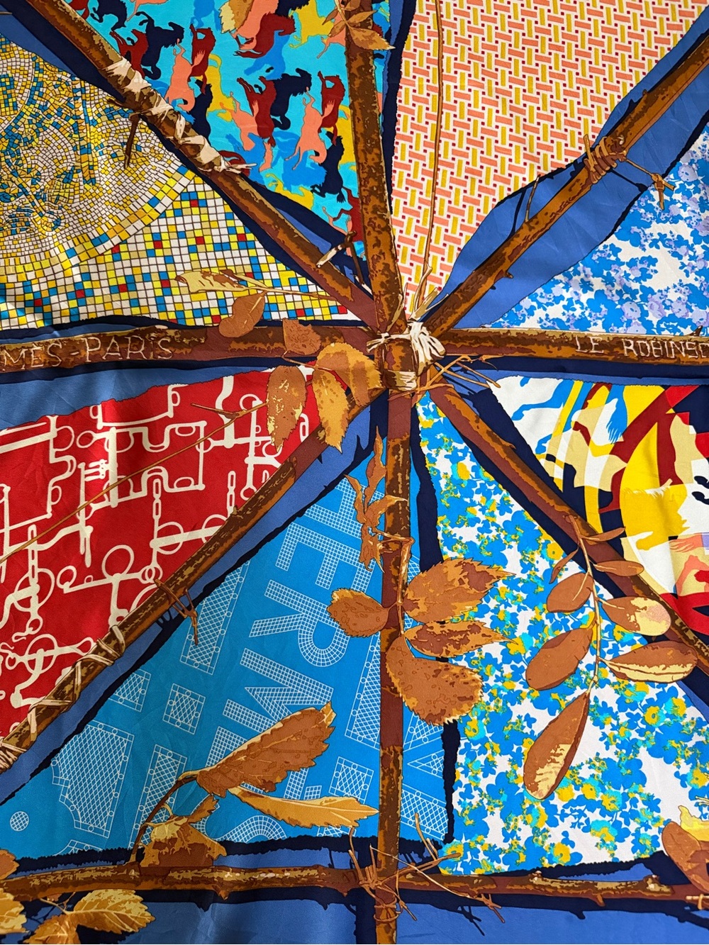 Hermes Le Robinson Chic Silk Scarf.